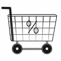Flat Isolated Shopping Cart and Percentage Sign concept as A modern showing a shopping cart paired with a percentage sign isolated on a white background The design emphasiz Squre vector