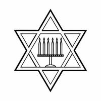 Flat Isolated Star of David with Hanukkah candles on white background concept as A Star of David combined with Hanukkah candles isolated on a white background Great for infographi Squre vector