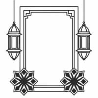 Flat Lantern and Rangoli Border with Copy Space concept as A minimalist border frame featuring a traditional lantern and a simple Rangoli pattern leaving ample copy space in the ce Squre vector