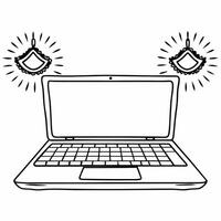 Flat Laptop with floating Bhai Dooj symbol concept as A modern laptop with two holographic Bhai Dooj symbols hovering above the keyboard The glossy glow contrasts against the whit Squre Set 2 vector