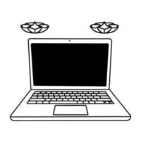 Flat Laptop with floating Bhai Dooj symbol concept as A modern laptop with two holographic Bhai Dooj symbols hovering above the keyboard The glossy glow contrasts against the whit Squre vector