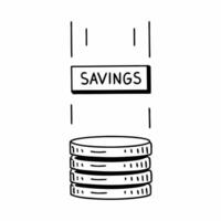 Flat Levitating Coin Stack and Savings Label concept as A of a stack of coins with a Savings label floating above isolated on a white background The elements are designed Squre vector
