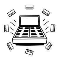Flat Levitating Cash Register with Payment Icons concept as A cash register floating mid air with payment icons surrounding it isolated on a white background Ideal for retail and Squre vector