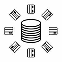 Flat Levitating Coin Stack with Payment Icons concept as A stack of coins floating in mid air with payment icons isolated on a white background The design symbolizes financial gro Squre vector