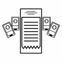 Flat Levitating Receipt with Payment Icons concept as A receipt floating in mid air with payment icons surrounding it isolated on a white background The design highlights digital Squre Set 2 vector