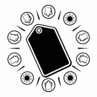 Flat Levitating Price Tag with Promotion Icons concept as A price tag floating in mid air with promotion icons surrounding it isolated on a white background The design is ideal fo Squre vector