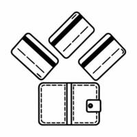 Flat Levitating Wallet with Floating Credit Cards concept as A wallet floating mid air with credit cards hovering around it isolated on a white background The design emphasizes pa Squre vector