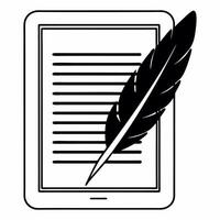 Flat Macro of a glowing feather writing on a digital document symbolizing freedom of expression concept as A macro close up of a glowing digital feather writing on a document symbo Squre vector