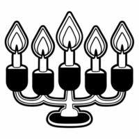 Flat Macro of futuristic menorah candles with neon flames flickering concept as A detailed macro shot of futuristic Hanukkah candles with neon flames flickering capturing the moder Squre vector