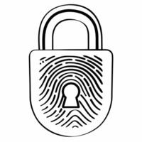 Flat Macro shot of a digital fingerprint unlocking a glowing padlock symbolizing security and rights concept as A macro close up shot of a glowing fingerprint unlocking a digital p Squre vector