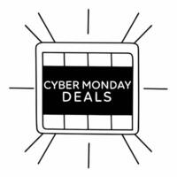 Flat Macro shot of glowing calendar countdown to Cyber Monday sale concept as A close up macro shot of a glowing calendar countdown to Cyber Monday deals on a futuristic screen Th Squre vector