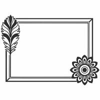 Flat Peacock Feather and Rangoli Border with Copy Space concept as A vibrant border frame featuring a colorful peacock feather on one side and a delicate Rangoli pattern on the oth Squre vector