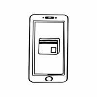 Flat Phone with Holographic Credit Card and Piggy Bank concept as A smartphone displayed on a glossy white surface with holographic icons of a credit card and a piggy bank represen Squre vector