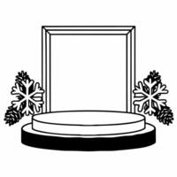 Flat Pinecone and snowflake podium with copy space concept as A podium featuring a pinecone on one side and a snowflake on the other leaving ample room for copy space in the middle Squre vector