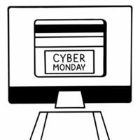 Flat Plain background with floating credit card and glowing Cyber Monday banner concept as A plain background with a floating credit card and a glowing Cyber Monday banner represen Squre vector