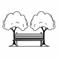 Flat Plain snowy park bench with frosted trees and copy space concept as A plain snowy park bench sits under frosted trees with a soft winter background and ample copy space above Squre vector