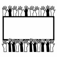 Flat Plain white background with raised hands copy space for Human Rights Day concept as A plain white background with a set of raised hands reaching up from the bottom symbolizing Squre vector