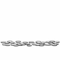 Flat Plain white background with scattered Hanukkah gelt and copy space concept as A plain white background with scattered Hanukkah gelt spread across the lower portion leaving amp Squre vector