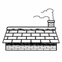 Flat Plain white snow covered rooftop with chimney smoke and copy space concept as A plain snow covered rooftop with soft smoke rising from the chimney provides a cozy winter backg Squre vector