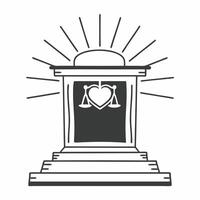 Flat Podium with a glowing heart and scales of justice symbolizing love and fairness for Human Rights Day concept as A podium featuring a glowing heart and scales of justice at the Squre vector