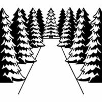 Flat Plain white winter pathway with snow covered trees and copy space concept as A plain white pathway winds through a snow covered forest with ample copy space in the upper porti Squre vector