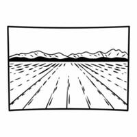Flat Plain white snowy field with distant mountains and copy space concept as A vast plain snowy field stretches into the distance with mountains in the background and a large area Squre vector
