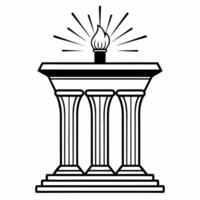 Flat Podium with a glowing torch and hand symbol representing freedom and dignity with ample copy space concept as A podium featuring a glowing torch and hand symbol at the top rep Squre vector