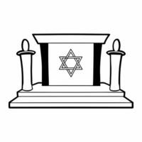 Flat Podium with Star of David and oil jug on sides copy space on base concept as A podium design featuring the Star of David and an oil jug on either side with ample copy space on Squre vector