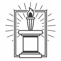 Flat Podium with glowing dove and torch symbolizing peace and freedom for Human Rights Day concept as A podium featuring a glowing dove and torch at the top symbolizing peace and f Squre vector