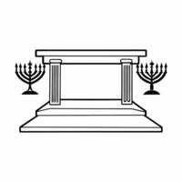 Flat Podium with menorah and dreidel symbols on sides copy space on top concept as A podium design with menorah and dreidel symbols on either side leaving the top area for ample co Squre vector