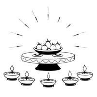 Flat Radiant abstract art of a Labh Pancham feast with glowing dishes concept as A glowing abstract digital art banner depicting a Labh Pancham feast with glowing dishes arranged o Squre vector