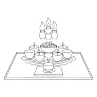 Flat Radiant abstract art of a Labh Pancham feast with glowing dishes concept as A glowing abstract digital art banner depicting a Labh Pancham feast with glowing dishes arranged o Squre Set 2 vector