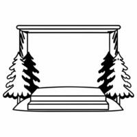 Flat Reindeer and snow covered tree podium with copy space concept as A podium featuring a snow covered tree on one side and a reindeer on the other creating a festive display with Squre vector