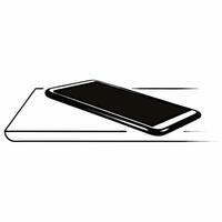 Flat Smartphone with Holographic Spending Icons concept as A sleek smartphone placed on a white surface with holographic icons representing spending glowing in vibrant colors The Squre vector