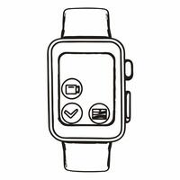 Flat Smartwatch with Holographic Finance Icons concept as A stylish smartwatch with holographic finance icons representing spending savings and profits isolated on a white backgrou Squre vector