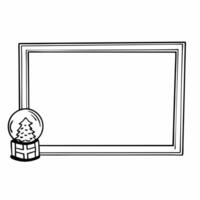 Flat Snow globe and gift box frame with copy space concept as A frame featuring a decorative snow globe on one side and a wrapped gift box on the other leaving clear space for holi Squre vector