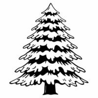 Flat Snow covered pine tree icon isolated on white concept as A snow covered pine tree vectorized and isolated on a white background This minimalistic design is perfect for nature Squre vector