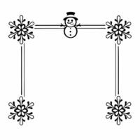 Flat Snowflake and snowman border with copy space for festive text concept as A decorative border with two elements a detailed snowflake on one side and a cheerful snowman on the o Squre vector