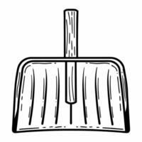 Flat Snow shovel icon with handle isolated on white background concept as A simple snow shovel with a wooden handle vectorized and isolated on a white background The clean design Squre vector