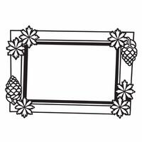 Flat Snowflakes and pinecones border with copy space for winter product display concept as A border featuring falling snowflakes and pinecones on opposite corners framing a large c Squre vector