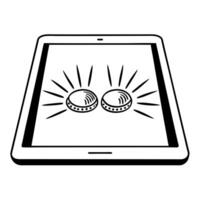 Flat Tablet with Bhai Dooj hologram concept as A sleek tablet displaying two holographic elements symbolizing Bhai Dooj The elements are floating near the screen glowing brightly Squre vector