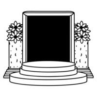 Flat Tika and Flower Petals Podium with Copy Space concept as A podium featuring a Bhai Dooj tika and floating flower petals on opposite sides leaving ample room for copy space in Squre vector