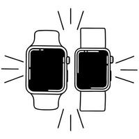 Flat Watch with holographic Bhai Dooj icon concept as A smartwatch with two holographic Bhai Dooj symbols floating near the screen providing a bright and glossy look The scene has Squre Set 2 vector