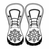 Flat Winter boots icon with snowflakes on white background concept as A pair of winter boots with snowflake patterns vectorized and isolated on a white background The sharp clean Squre vector