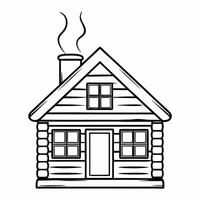 Flat Winter cabin icon with smoke from chimney on white background concept as A cozy winter cabin with smoke rising from the chimney vectorized and isolated on a white background Squre vector