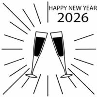 Floating Champagne Flute concept as An isolated champagne flute floating against a white background symbolizing the celebration of Happy New Year 2026 The camera captures the glas Squre vector