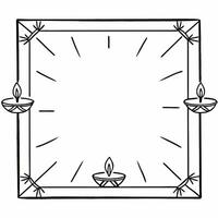 Floating Diwali diyas and rangoli border frame with glowing highlights providing a radiant copy space in the center concept as A glowing border frame featuring floating Diwali diya Squre vector