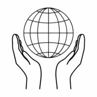 Floating globe with hands holding it symbolizing global responsibility for Human Rights Day concept as A floating globe held up by two hands isolated on a white background symboliz Squre vector