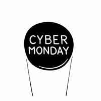 Floating glowing sale badge with Cyber Monday text concept as A glowing sale badge with Cyber Monday text floats mid air isolated on a white background The minimalist design is p Squre vector