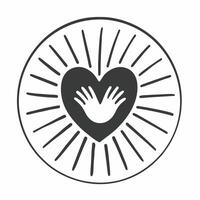Floating hand with a glowing heart symbolizing compassion for Human Rights Day concept as A flying gravity of a hand gently holding a glowing heart isolated on a white backg Squre vector